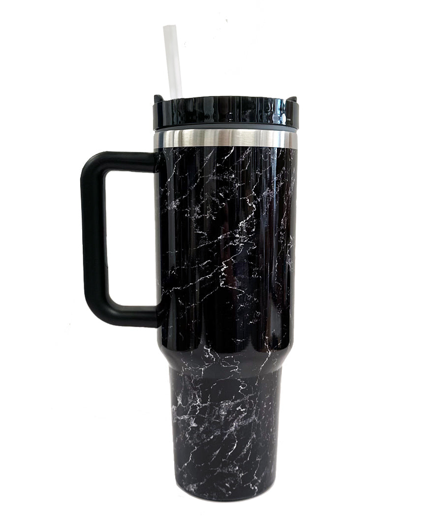 Black Marble 40oz Insulated Tumbler