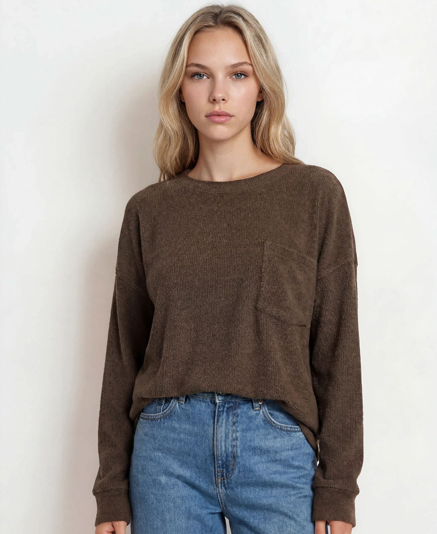 Chocolate Oversized Long Sleeve Textured Knit Top – Daisy Shoppe