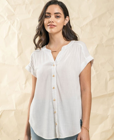 white blouse with buttons