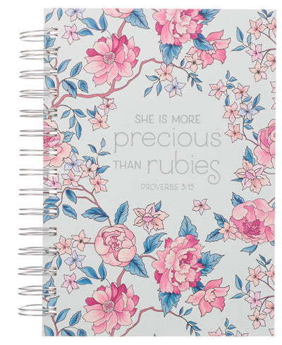 More Precious than Rubies Pink Floral Journal- Proverbs 5:13