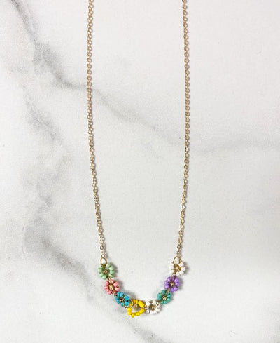Multi Color Floral Bead Necklace