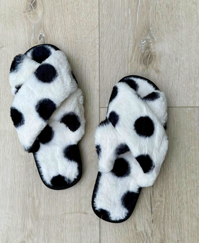 black and white slippers