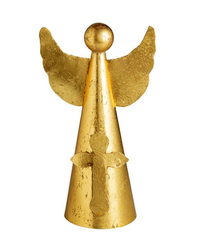 Gold angel figurine on a white background