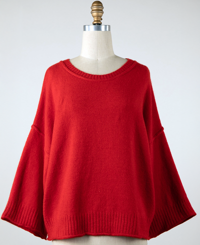 Aleena 3/4 Sleeve Sweater  – Red