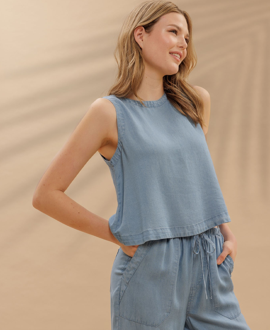 Alex Sleeveless Top - Chambray – Daisy Shoppe - cute clothes