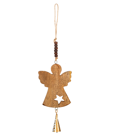 wooden angel ornament w star cutout