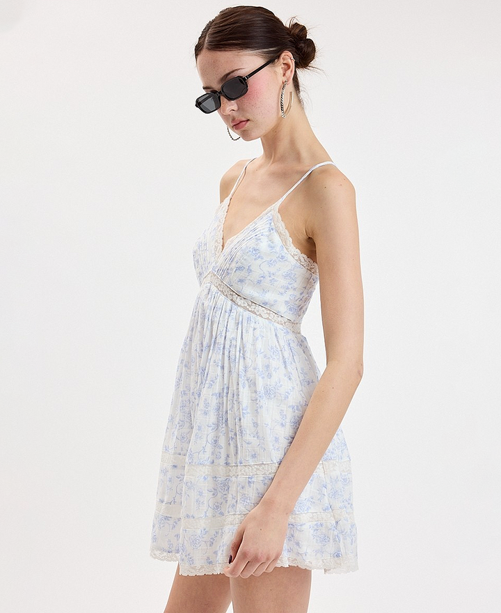 Artemis Lace Trim Mini Dress  Blue Poppy  Daisy Shoppe - cute clothes &  accessories