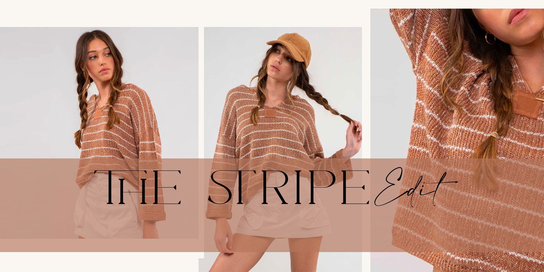 three girls in striped top click to shop stripes