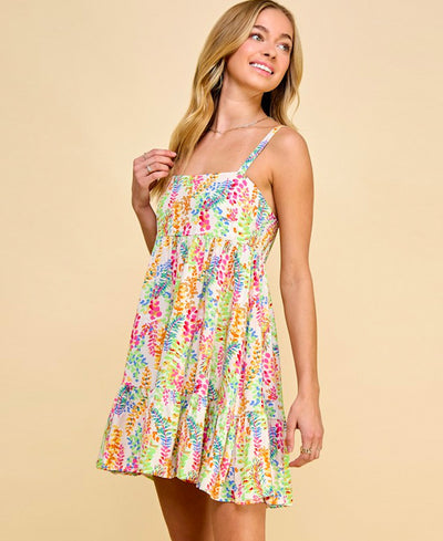 bright floral short dress
