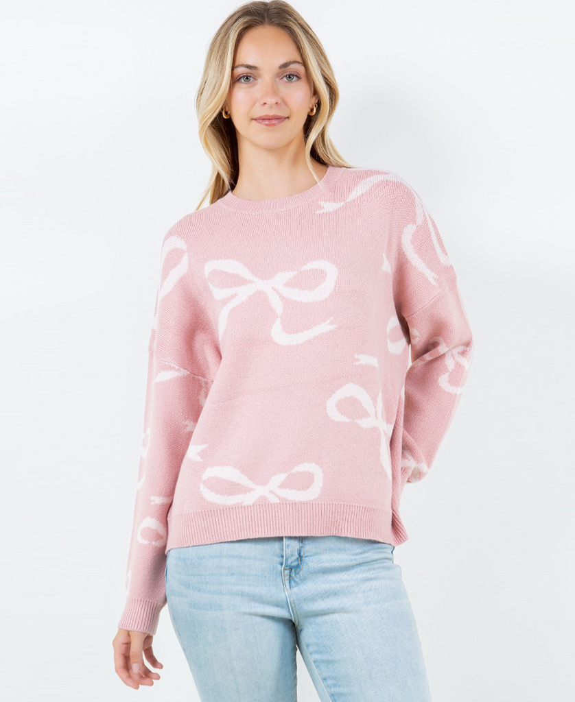 Pink bow sweater clearance