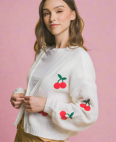 cherry cardi on girl