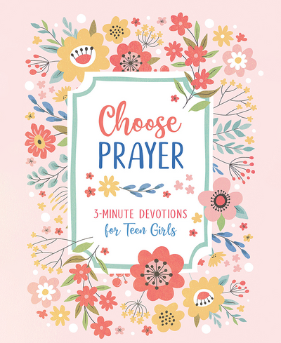 Book cover with floral design and 'Choose Prayer' text on a light pink background
