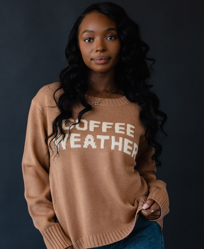 brown graphic sweater