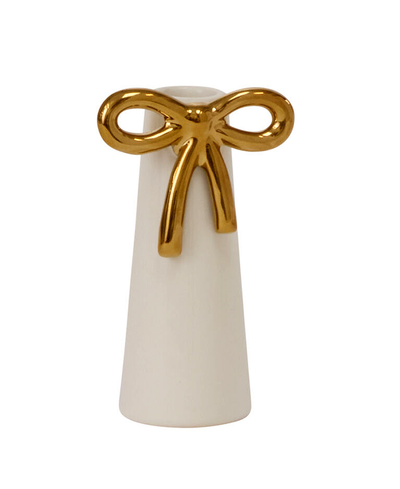 gold bow vase