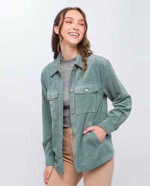 girl in mint jacket