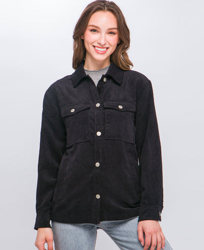 cord jacket in black front