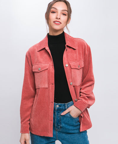 clay cord jacket on model