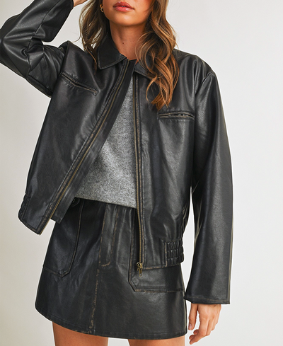 black leather jacket