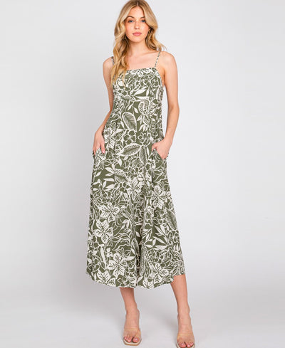 green tropical maxi with pockets