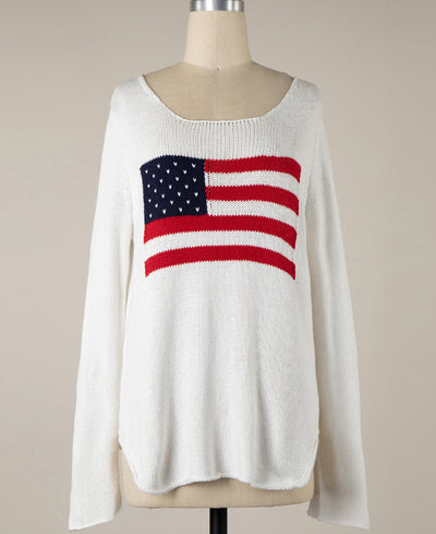 Lightweight USA Flag Soft Sweater Top