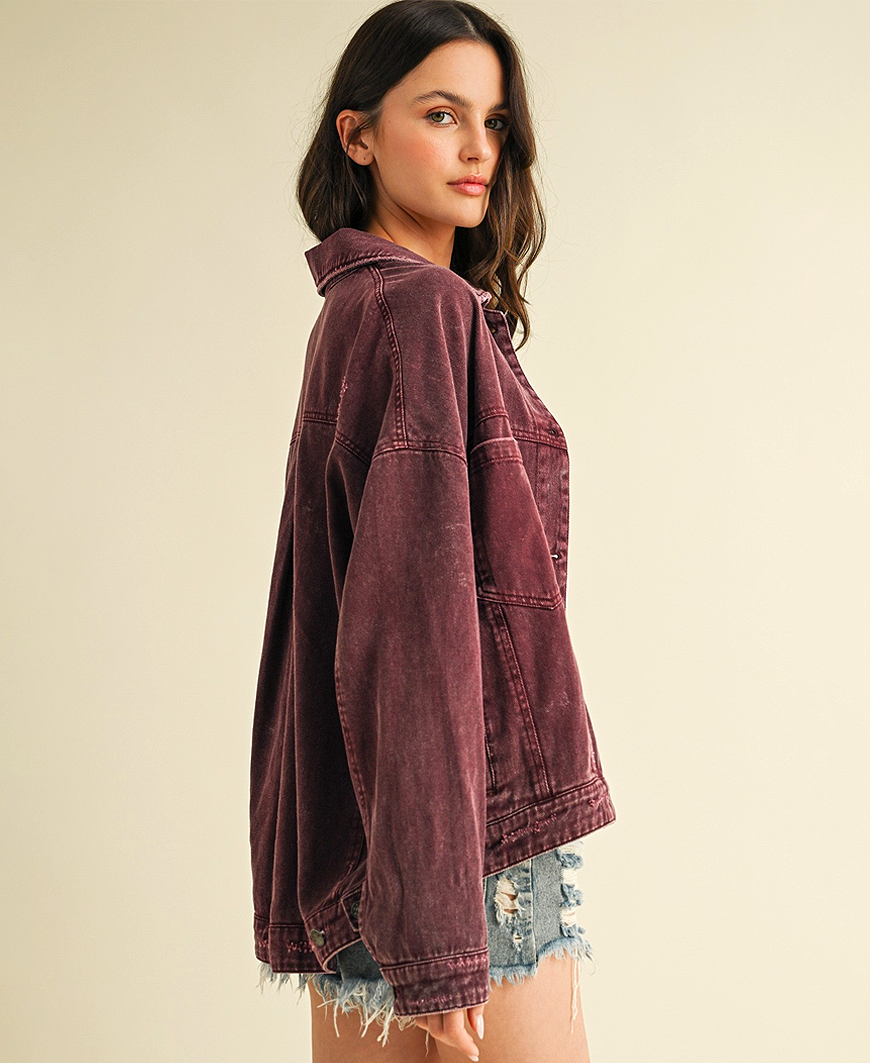 Goldia Back Pleated Jacket – Cherry – Daisy Shoppe - cute clothes