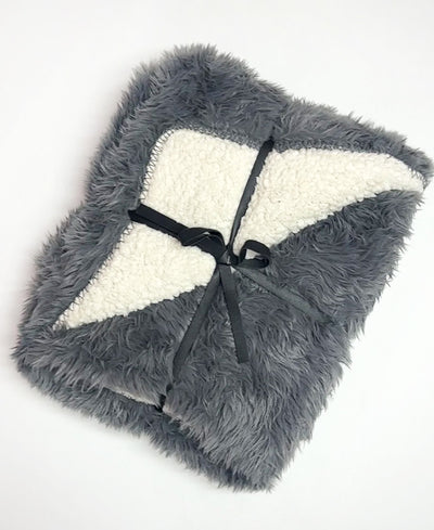 grey fuzzy blanket with lining