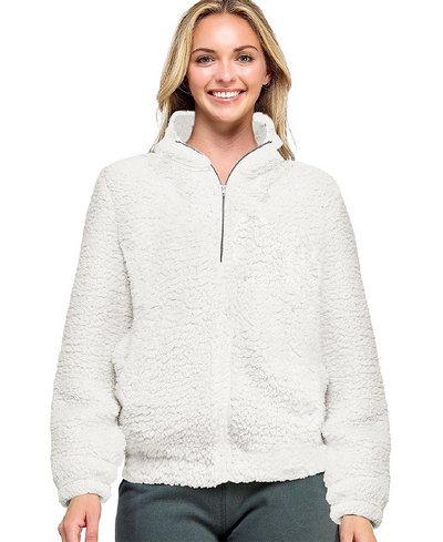 Gwen Sherpa Quarter Zip – Ivory