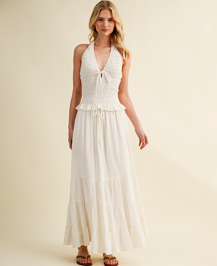 Jamila Lace-Up Waist Skirt – Off White – Daisy Shoppe