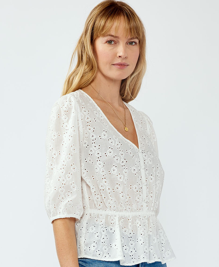 Julieta Eyelet Peplum Top – White – Daisy Shoppe cute clothes