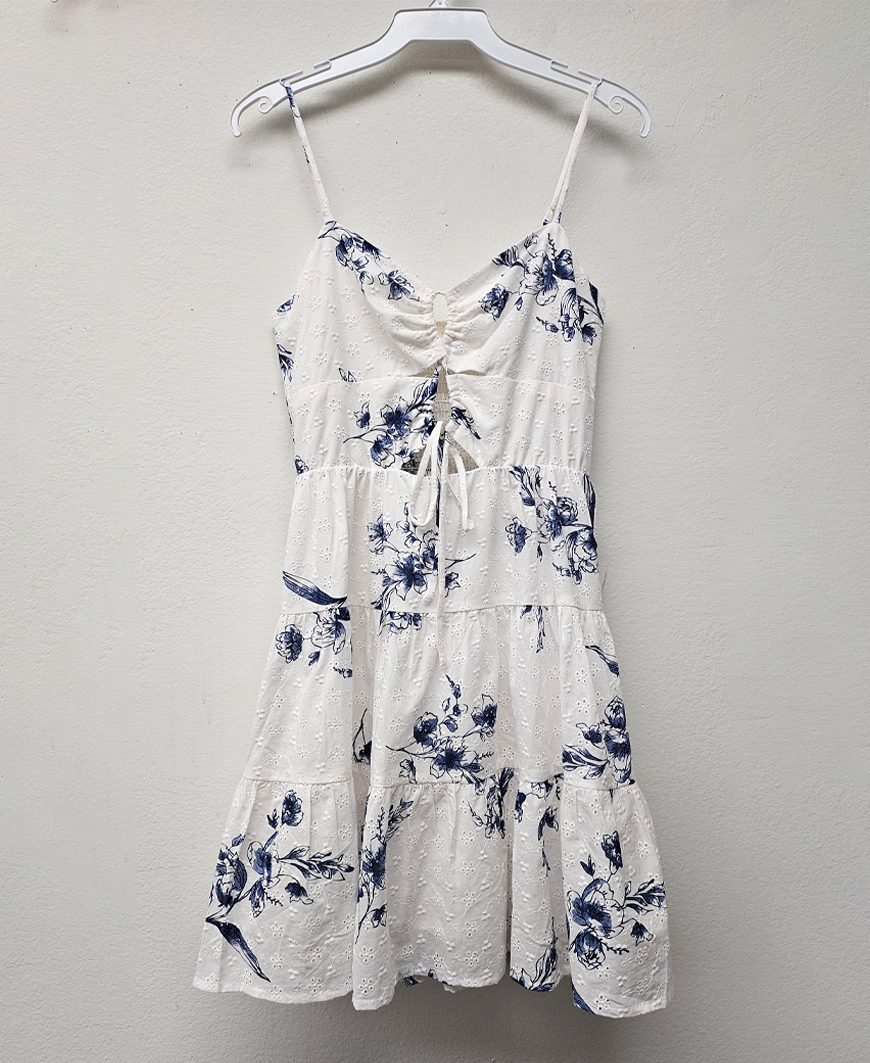 mini white cotton dress cerulean When It's Love Mini Dress - White and Blue, Large | Hazel and Olive