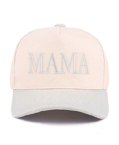 blue and gray cap with 'MAMA' text on a white background