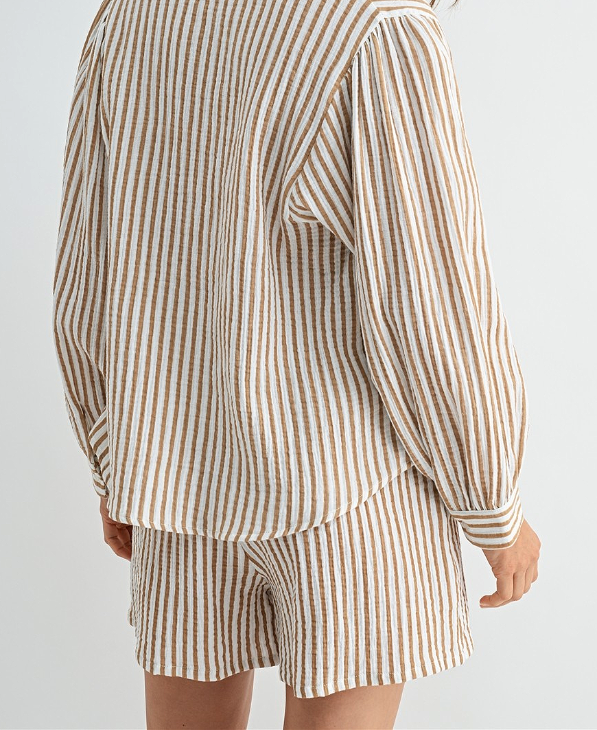 Melania Stripe Shorts – Taupe/Ivory – Daisy Shoppe - cute clothes