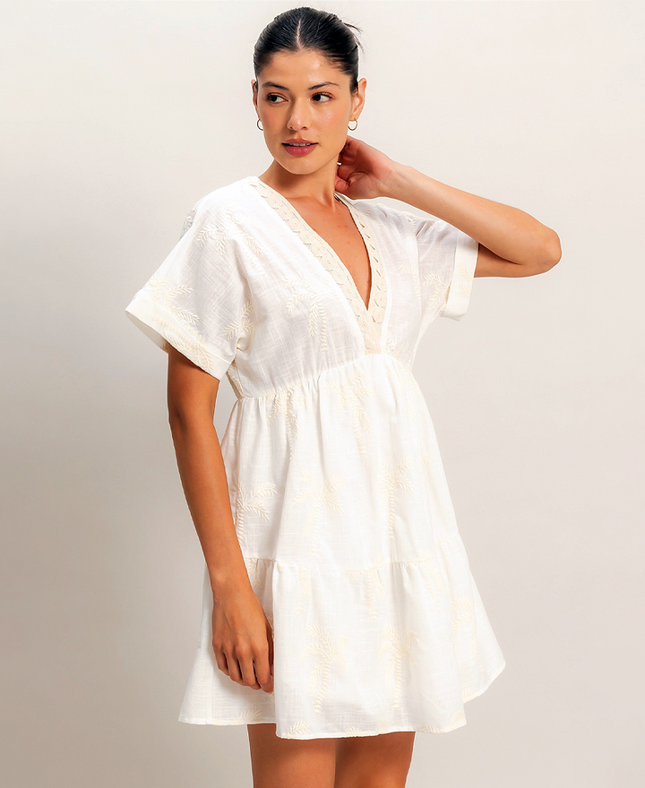 white christmas dresses Blue Cotton Poplin Deep-V Maxi Tier Dress 70