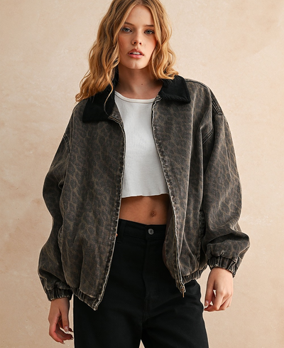 Leopard Printed Bomber Jacket