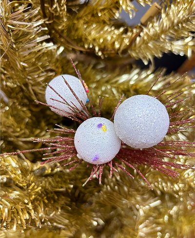 Glitter Spikey Floral Pick – Pink