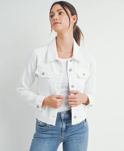 white denim fray jacket