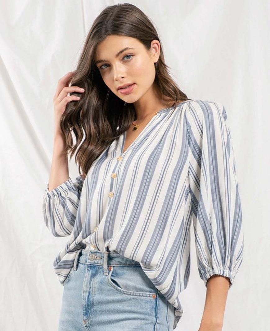 navy striped blouse