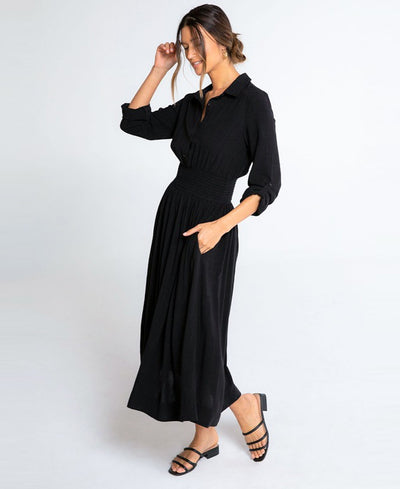 Black maxi dress with 3/4 length sleeves