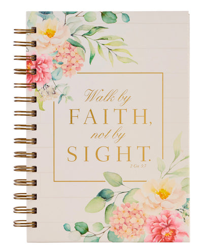Walk By Faith White Floral Journal