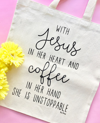 Jesus & Coffee Reusable Tote Bag