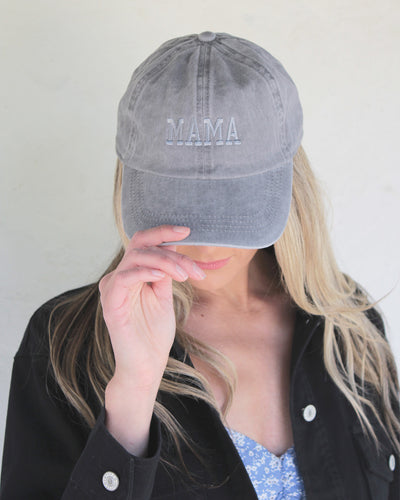 adjustable cap that is embroidered with "mama"