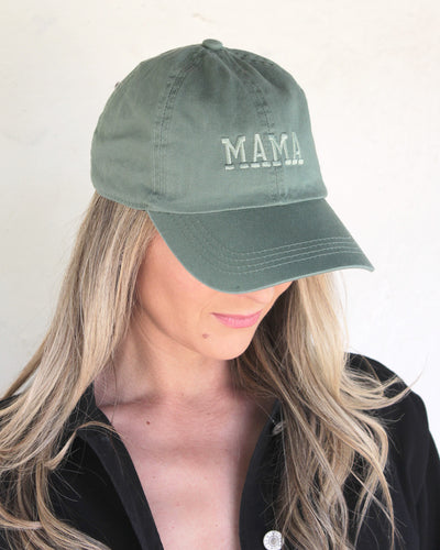 adjustable cap that is embroidered with "mama"