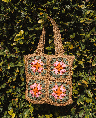 Floral Wicker Crochet Bag